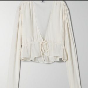 Sunday Best Cropped Tie-Front Blouse Size Small